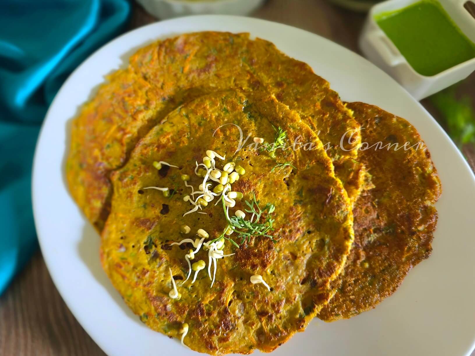 oats moong carrot cheela VC