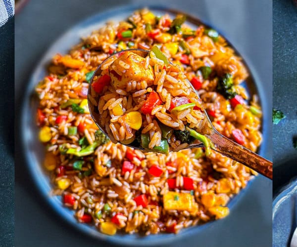 quick peri peri fried rice veg recipe