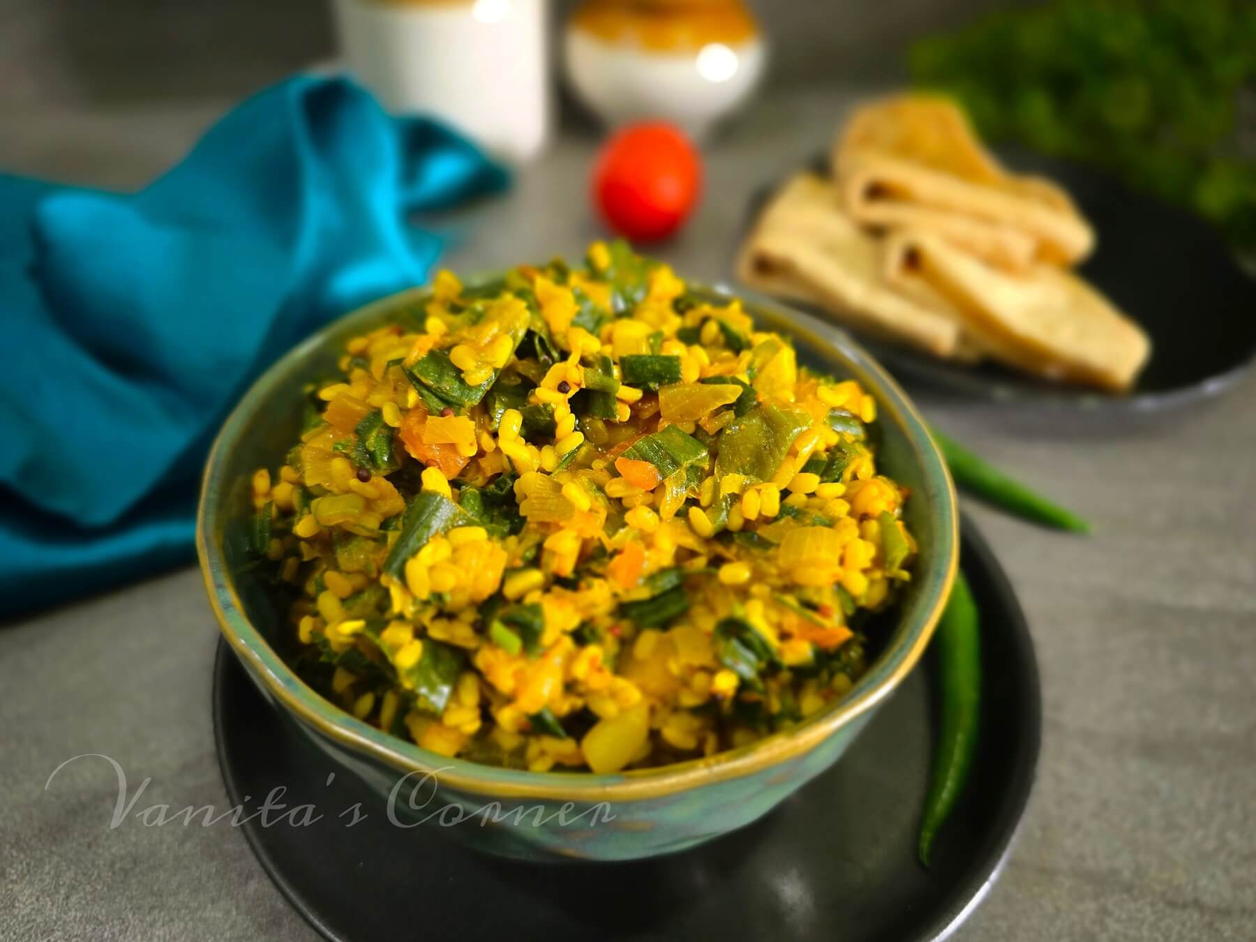 moong dal spring onion sabzi